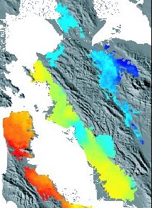 InSAR image of the Hayward Fault