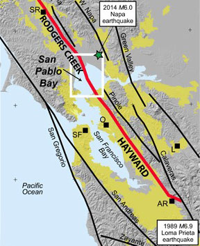 Map of faults in the Bay Area