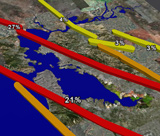 Image showing the likelihood of a damaging earthquake in the Bay Area
