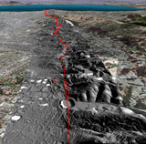 Photo of the Hayward Fault mapped from airplanes
