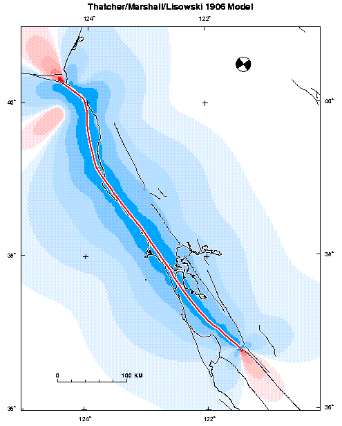 Stress changes after 1906 for faults parallel to the San Andreas.