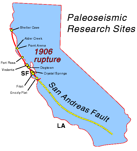 Map showing the 1906 rupture of the San Andreas fault.