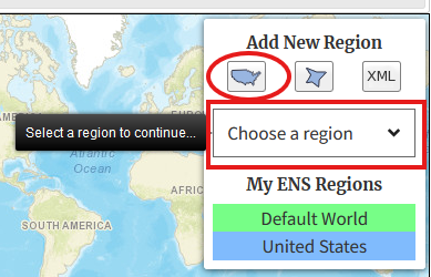 Add new region control highlighted