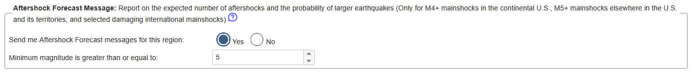Aftershock forecast setting