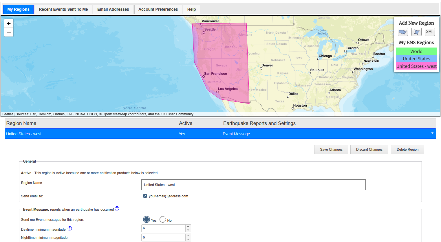 Add new region control expanded