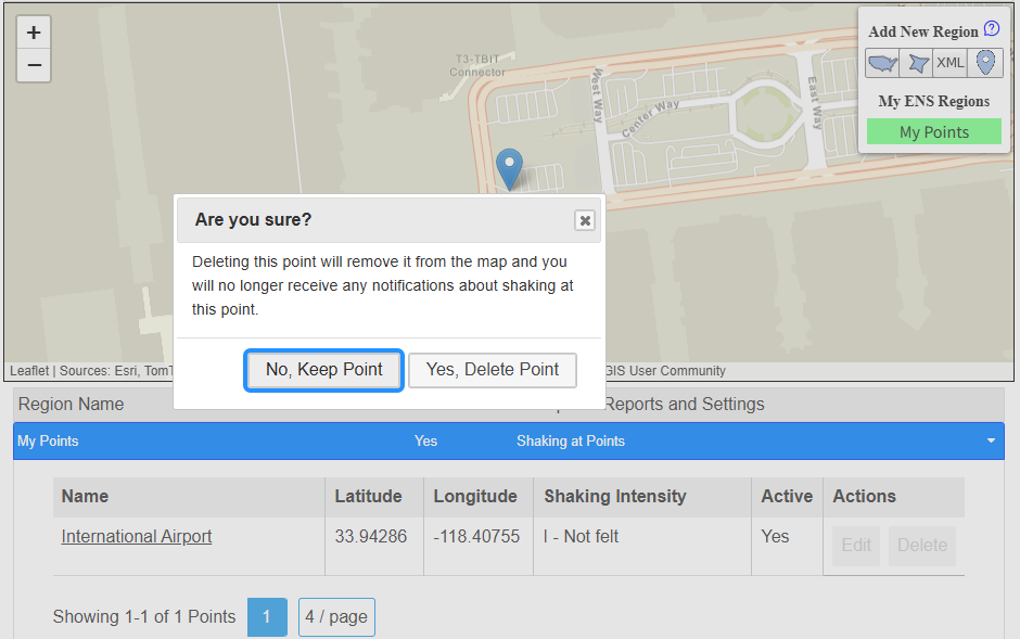Delete confirmation modal with buttons
        for No, Keep Point and Yes, Delete Point.