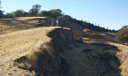 Photo of landslide from 1990's at Middle Mountain, Parkfield, CA.