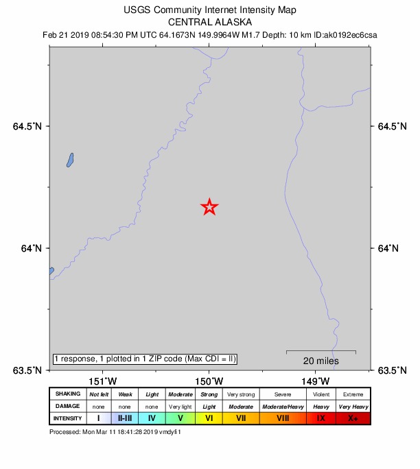 Did You Feel It? map: shaking reported by the public