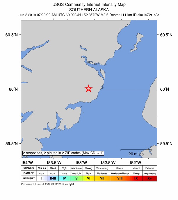 Did You Feel It? map: shaking reported by the public