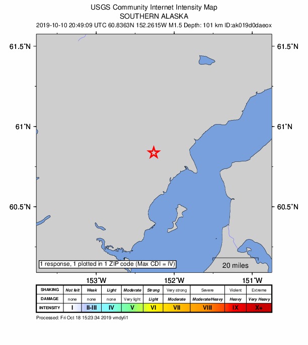 Did You Feel It? map: shaking reported by the public
