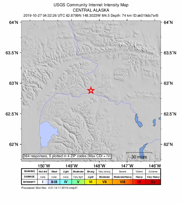 Did You Feel It? map: shaking reported by the public