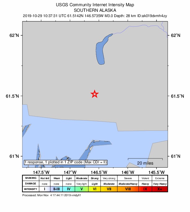 Did You Feel It? map: shaking reported by the public