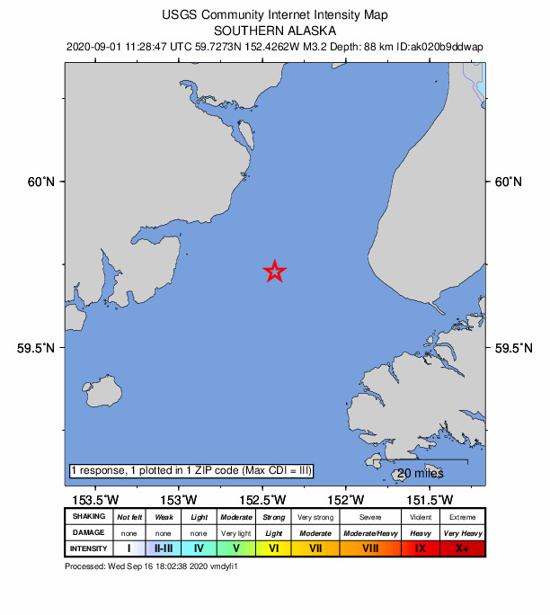 Did You Feel It? map: shaking reported by the public