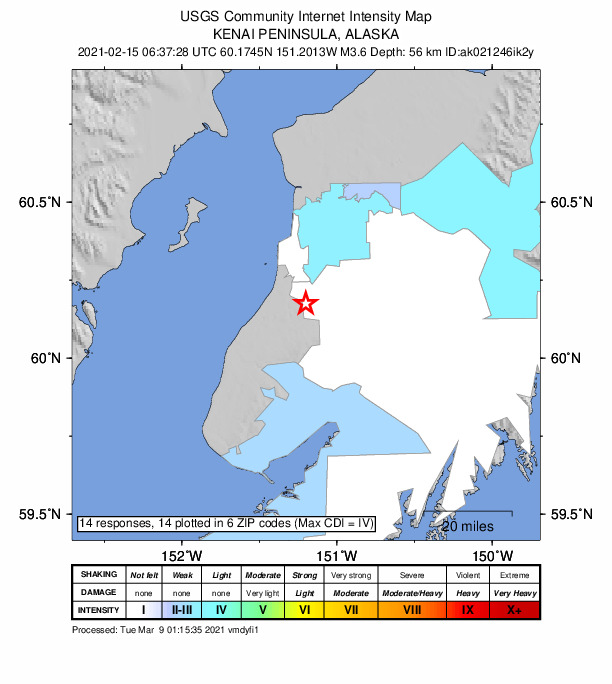 Did You Feel It? map: shaking reported by the public