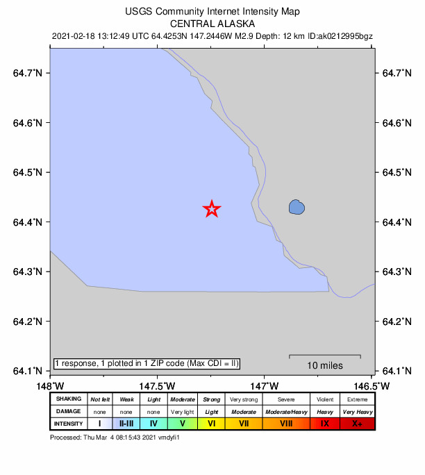 Did You Feel It? map: shaking reported by the public