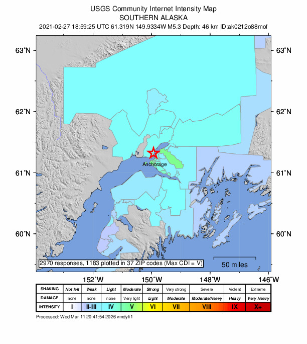 Did You Feel It? map: shaking reported by the public