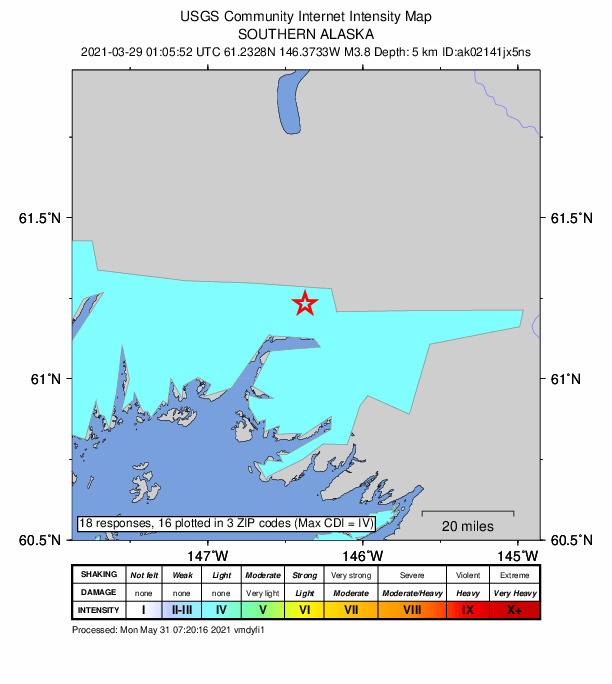 Did You Feel It? map: shaking reported by the public
