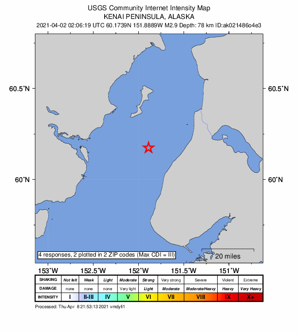 Did You Feel It? map: shaking reported by the public