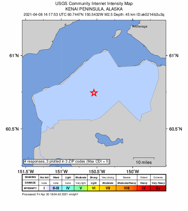 Did You Feel It? map: shaking reported by the public
