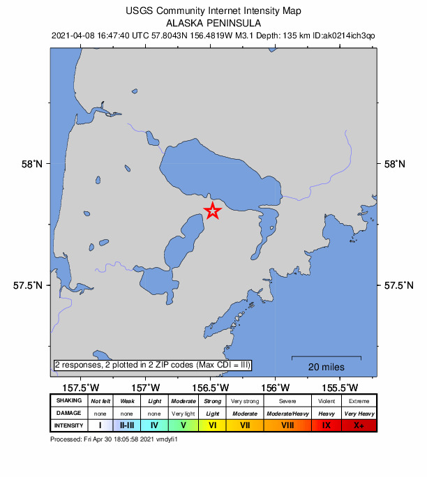 Did You Feel It? map: shaking reported by the public