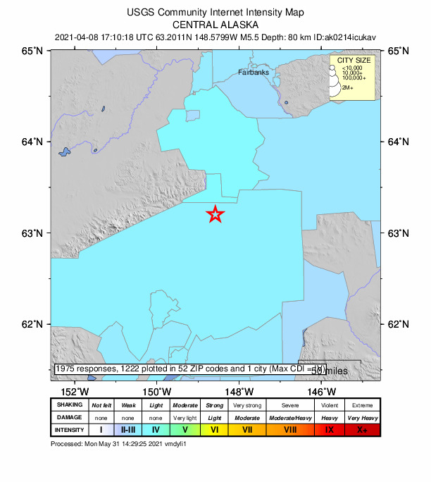 Did You Feel It? map: shaking reported by the public