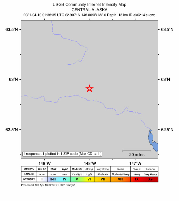 Did You Feel It? map: shaking reported by the public