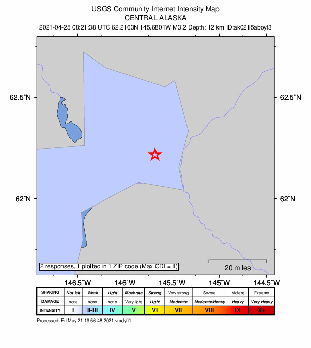 Did You Feel It? map: shaking reported by the public
