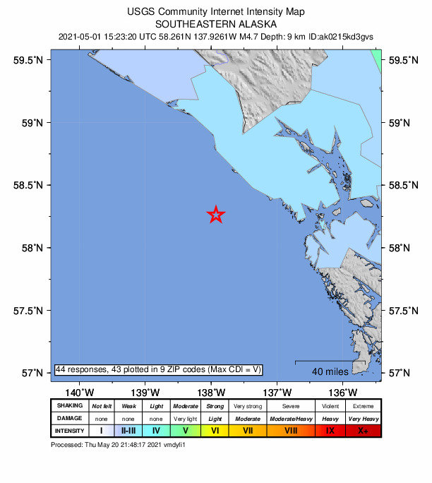 Did You Feel It? map: shaking reported by the public