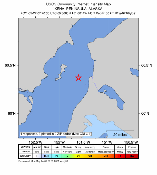 Did You Feel It? map: shaking reported by the public