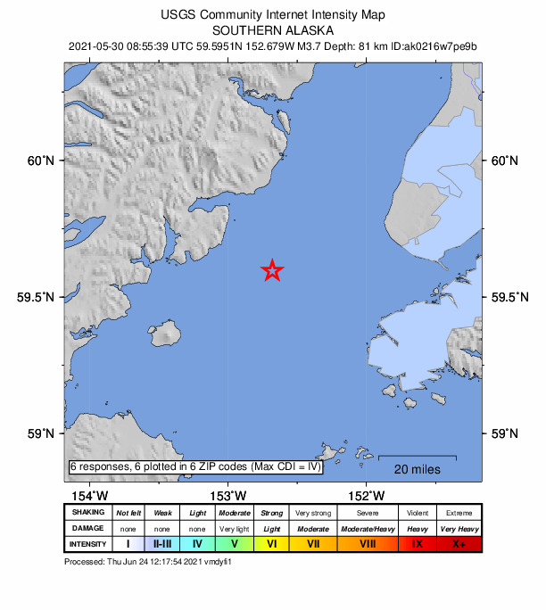 Did You Feel It? map: shaking reported by the public