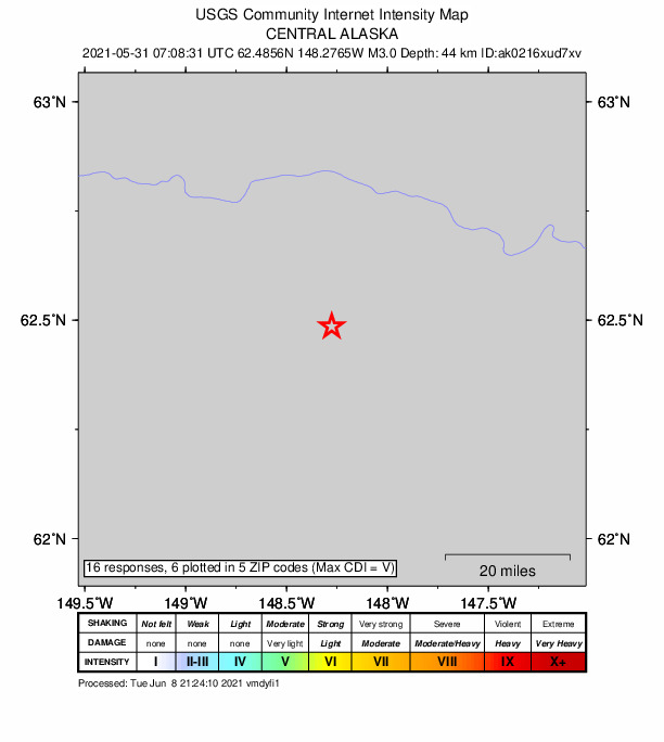 Did You Feel It? map: shaking reported by the public