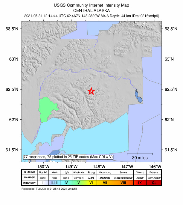 Did You Feel It? map: shaking reported by the public
