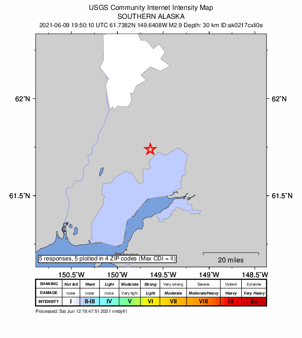 Did You Feel It? map: shaking reported by the public