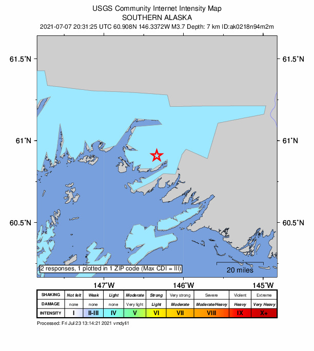 Did You Feel It? map: shaking reported by the public