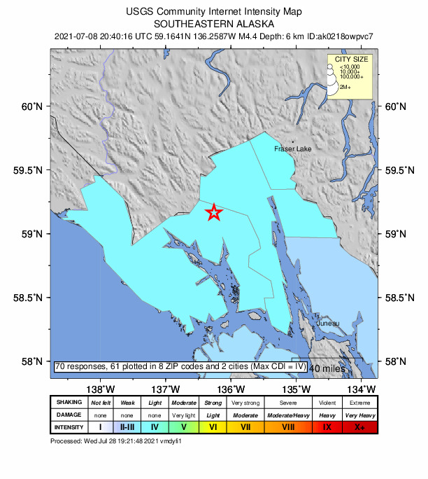 Did You Feel It? map: shaking reported by the public