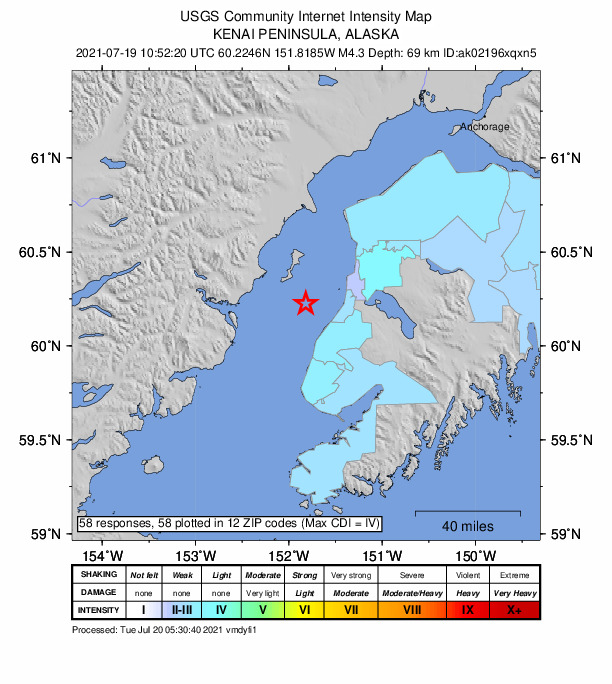 Did You Feel It? map: shaking reported by the public