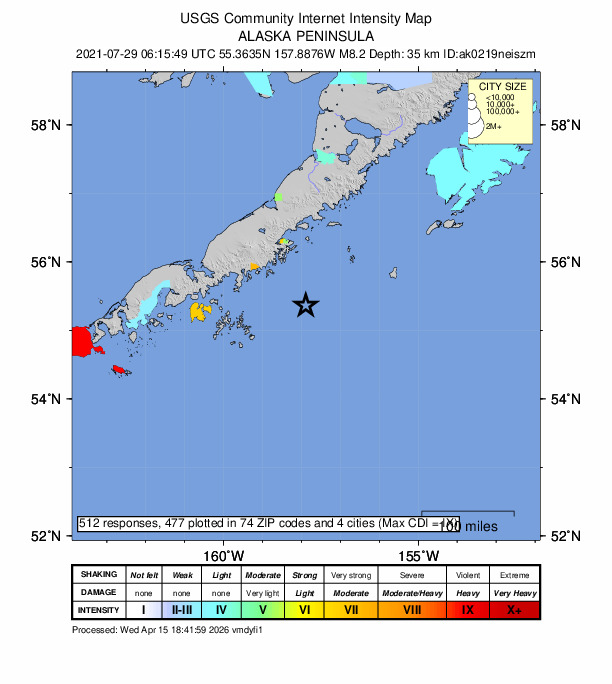 Did You Feel It? map: shaking reported by the public