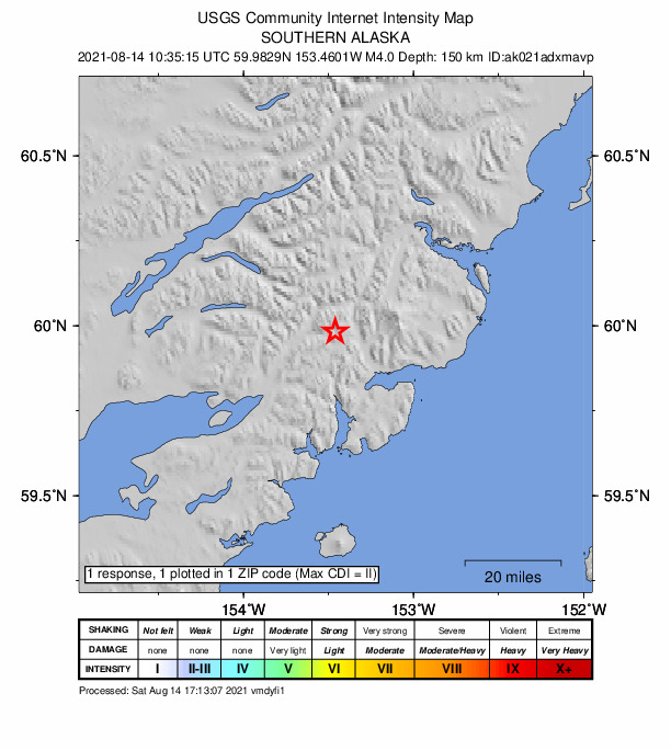 Did You Feel It? map: shaking reported by the public