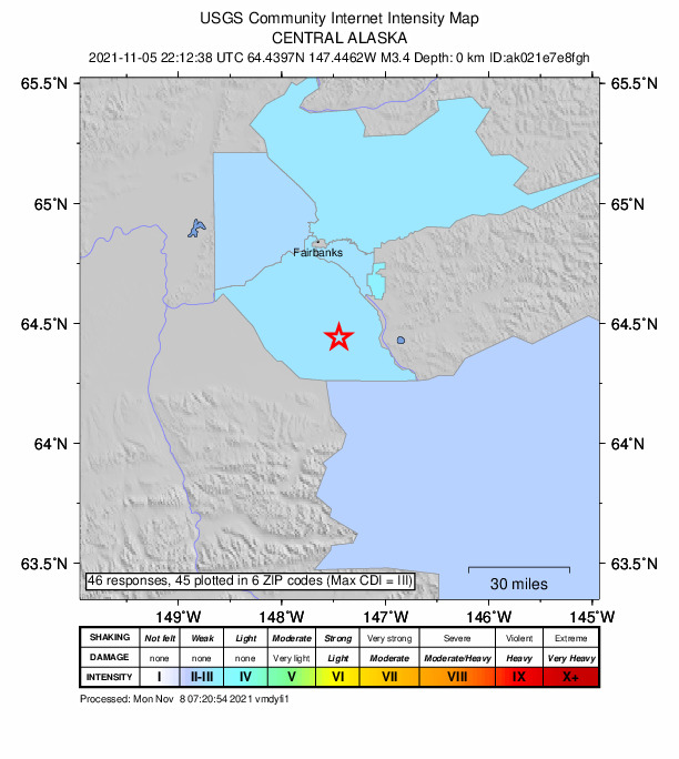 Did You Feel It? map: shaking reported by the public