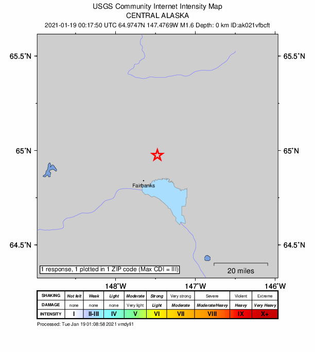 Did You Feel It? map: shaking reported by the public