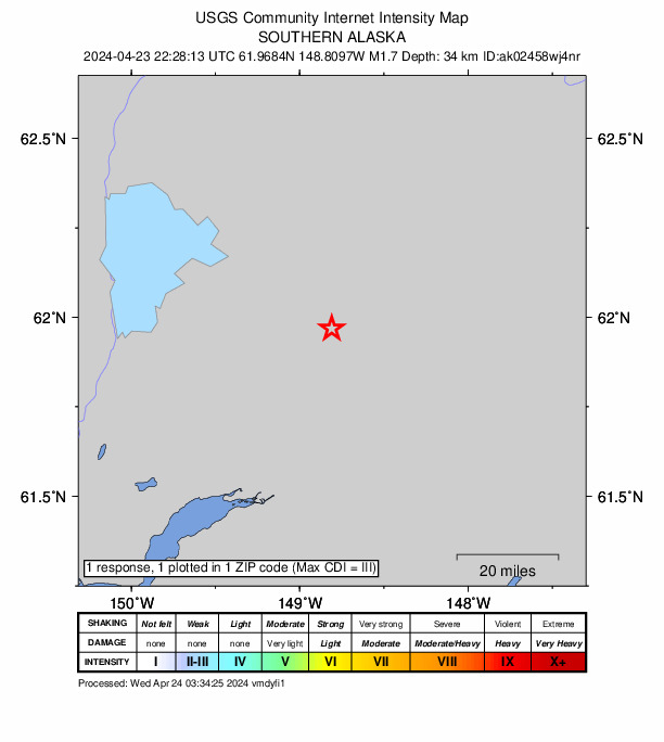 Did You Feel It? map: shaking reported by the public