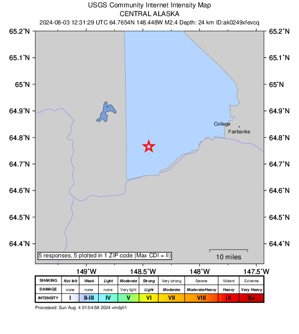 Did You Feel It? map: shaking reported by the public