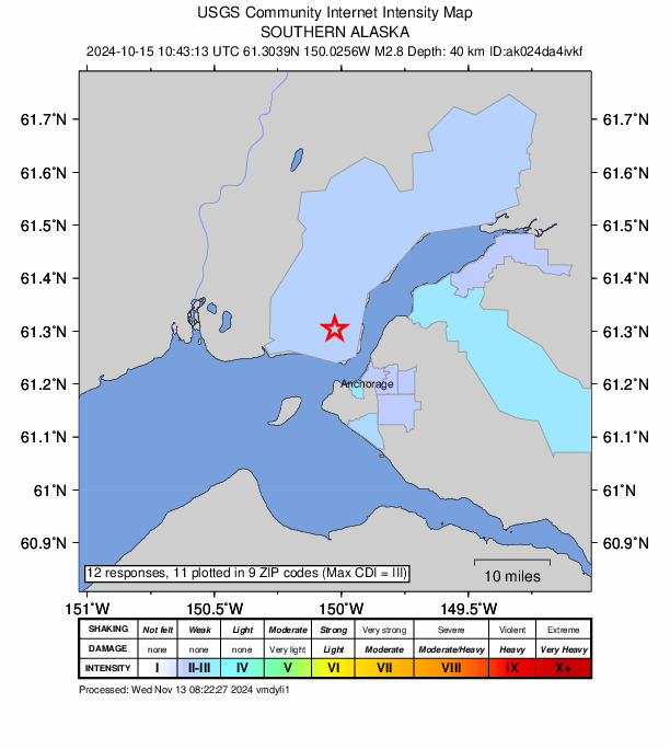 Did You Feel It? map: shaking reported by the public