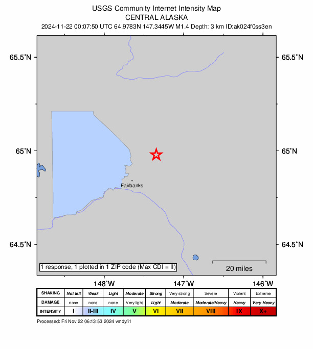 Did You Feel It? map: shaking reported by the public