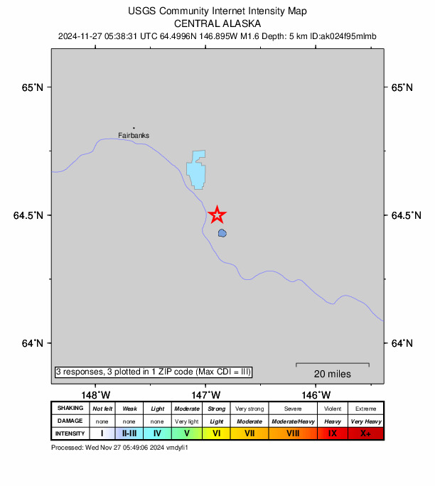 Did You Feel It? map: shaking reported by the public