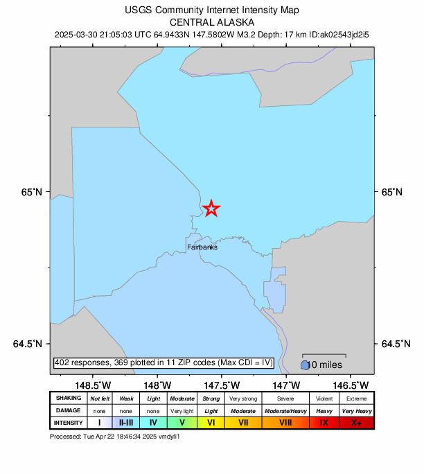 Did You Feel It? map: shaking reported by the public