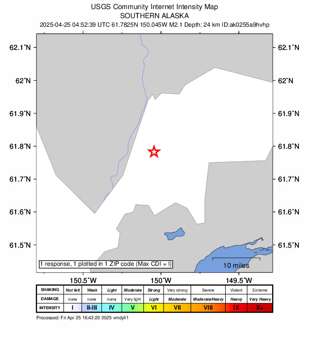 Did You Feel It? map: shaking reported by the public