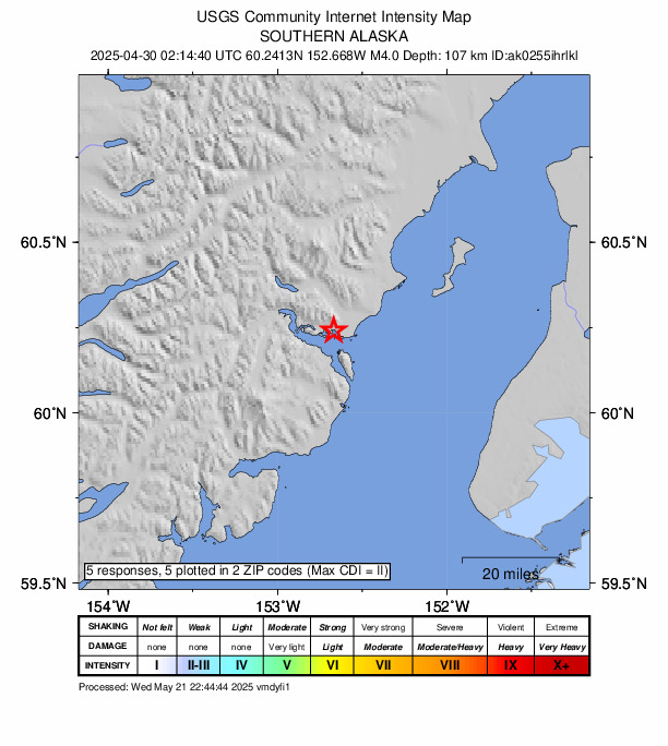 Did You Feel It? map: shaking reported by the public