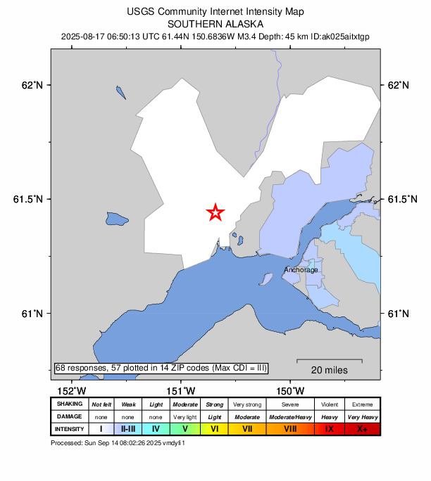 Did You Feel It? map: shaking reported by the public