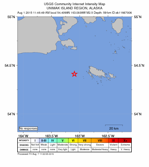 Did You Feel It? map: shaking reported by the public